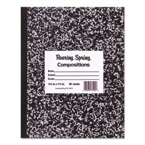 Roaring Spring ROA77332 Marble Cover Composition Book, Wide/Legal Rule, Black Cover, 8.5 x 7, 36 Sheets