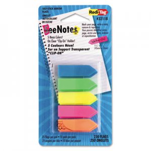 Redi-Tag 32118 SeeNotes Transparent-Film Arrow Page Flags, Assorted Colors, 50/Pad, 5 Pads RTG32118