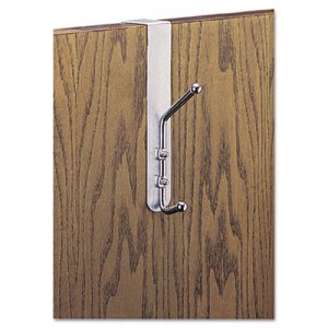 Safco 4166 Over-The-Door Double Coat Hook, Chrome-Plated Steel, Satin Aluminum Base SAF4166