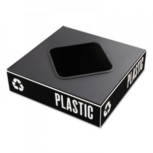 Safco SAF2989BL Public Square Recycling Container Lid, Square Opening, 15.25 x 15.25 x 2, Black