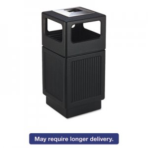 Safco 9477BL Canmeleon Ash/Trash Receptacle, Square, Polyethylene, 38gal, Textured Black SAF9477BL