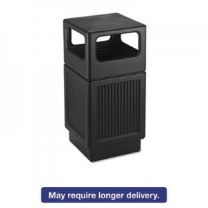 Safco 9476BL Canmeleon Side-Open Receptacle, Square, Polyethylene, 38gal, Textured Black SAF9476BL