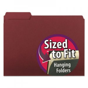 Smead 10275 Interior File Folders, 1/3 Cut Top Tab, Letter, Maroon, 100/Box SMD10275