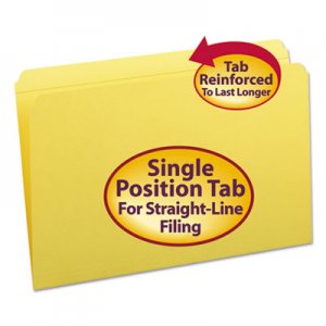 Smead SMD17910 Reinforced Top Tab Colored File Folders, Straight Tab, Legal Size, Yellow, 100/Box