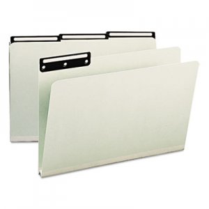 Smead SMD18430 Recycled Heavy Pressboard File Folders with Insertable Metal Tabs, 1/3-Cut Tabs, Legal Size, Gray-Green, 25