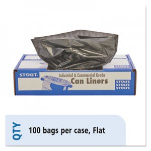 Stout by Envision STOT5051B15 Total Recycled Content Plastic Trash Bags, 65 gal, 1.5 mil, 50" x 51", Brown/Black