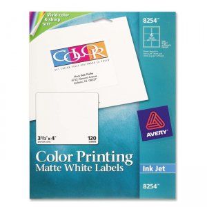 Avery Dennison 8254 Color Printing Labels AVE8254