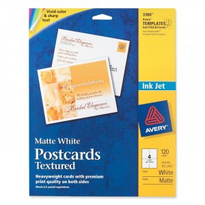Avery 3380 Ink Jet Textured Postcards AVE03380