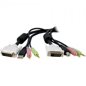 StarTech.com DVID4N1USB15 15ft 4-in-1 USB Dual Link DVI-D KVM Switch Cable w/ Audio & Microphone