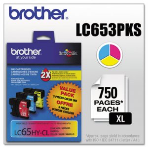 Brother LC653PKS LC653PKS Innobella High-Yield Ink, Cyan/Magenta/Yellow, 3/PK BRTLC653PKS