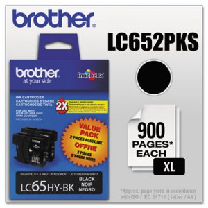 Brother LC652PKS LC652PKS Innobella High-Yield Ink, Black, 2/PK BRTLC652PKS