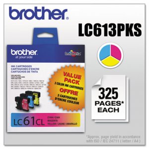 Brother LC613PKS LC613PKS Innobella Ink, Cyan/Magenta/Yellow, 3/PK BRTLC613PKS