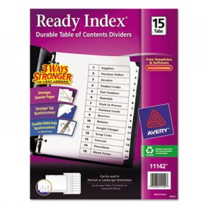 Avery 11142 Ready Index Customizable Table of Contents Black & White Dividers, 15-Tab, Ltr AVE11142