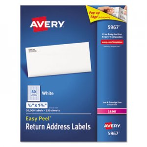 Avery 5967 Shipping Labels with TrueBlock Technology, 1/2 x 1 3/4, White, 20000/Box AVE5967