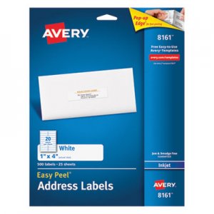 Avery 8161 Easy Peel Inkjet Address Labels, 1 x 4, White, 500/Pack AVE8161