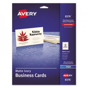 Avery 8376 Printable Microperf Business Cards, Inkjet, 2 x 3 1/2, Ivory, Matte, 250/Pack AVE8376