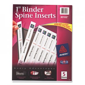 Avery 89103 Binder Spine Inserts, 1" Spine Width, 8 Inserts/Sheet, 5 Sheets/Pack AVE89103