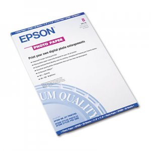 Epson S041156 Glossy Photo Paper, 60 lbs., Glossy, 11 x 17, 20 Sheets/Pack EPSS041156