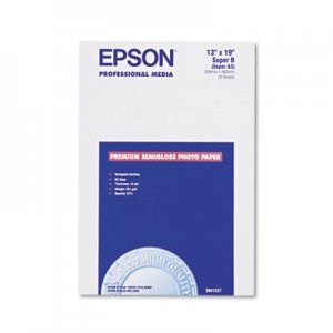 Epson S041327 Premium Photo Paper, 68 lbs., Semi-Gloss, 13 x 19, 20 Sheets/Pack EPSS041327